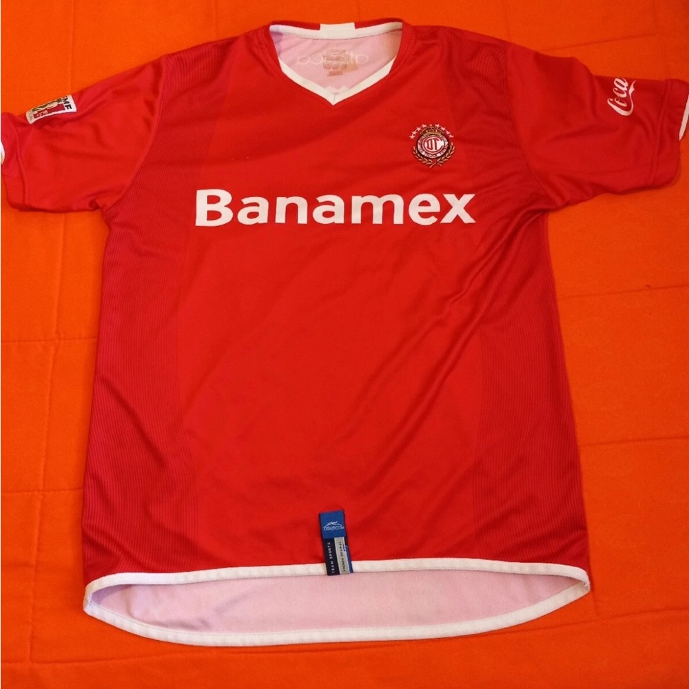 Vintage Toluca Jersey Mens Small Red Atletica Brand Liga MX